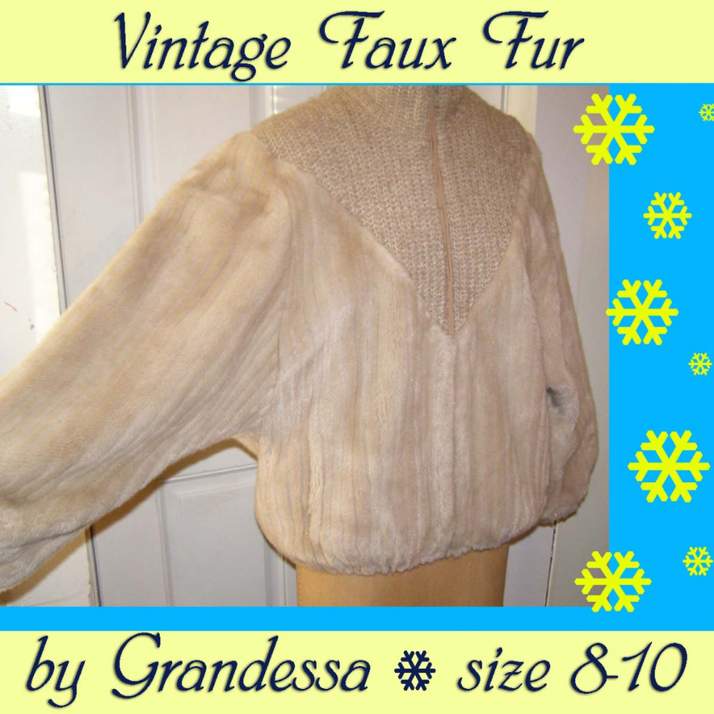 Grandessa Tan Vintage faux fur jacket size 8-10 m/l